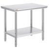 VEVOR Stainless Steel Prep Table, 35 x 24 x 31 Inch, 700 lbs Load Capacity, Heavy Duty Metal Worktable with 3 Adjustable Height Levels