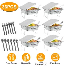 36Pcs Disposable Chafing Dish Buffet Set Food Warmers For Party Buffet Server Catering Supplies With Covers Utensils Half Size Food Pans For Parties E
