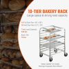 VEVOR Bun Pan Rack, 10-Tier Commercial Bakery Racks with Brake Wheels, Aluminum Racking Trolley Storage for Half & Full Sheet