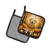 Yellow Labrador Retriever Fall Pair of Pot Holders Kitchen Heat Resistant Pot Holders Sets Oven Hot Pads for Cooking Baking BBQ, 7 1/2 x 7 1/2
